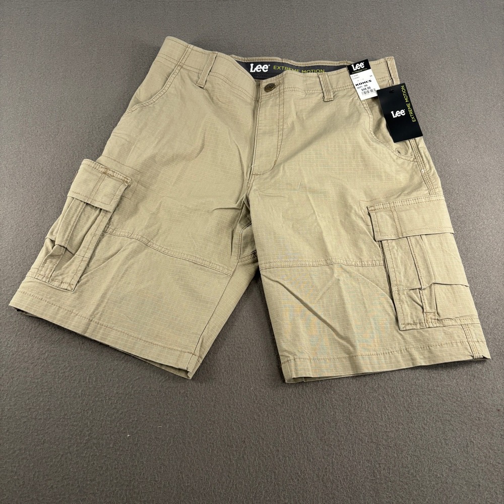 Lee Extreme Motion Cargo Shorts Mens Size 34 Khaki Ripstop 112361811